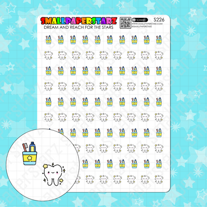 S226 - Teeth Brushing / Dental Care / Dental Hygiene Doodle Sticker Sheet