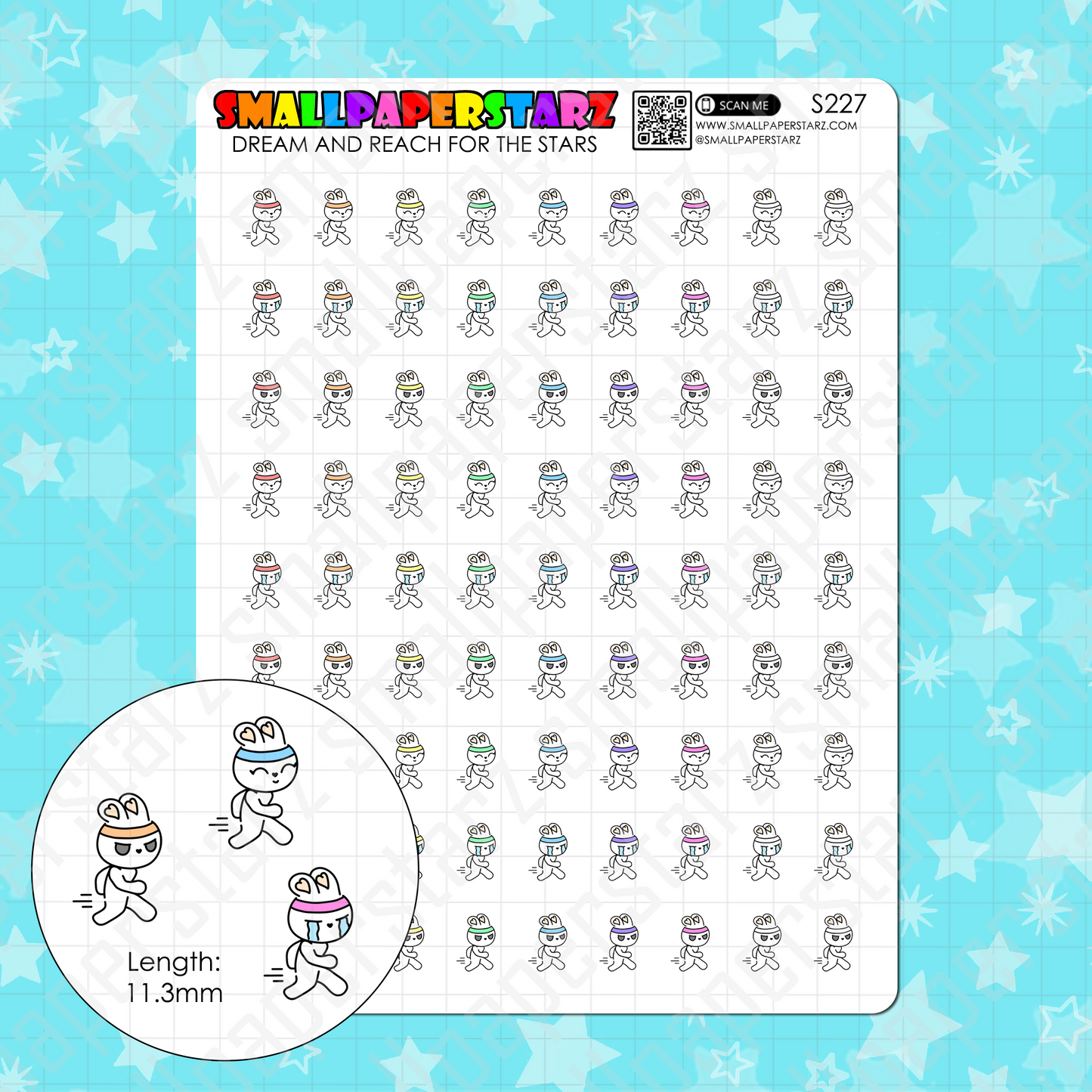 S227 - Running / Speed Walking / Exercise Character Sticker Sheet