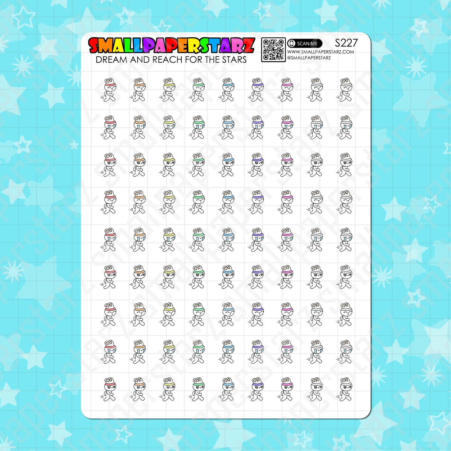 S227 - Running / Speed Walking / Exercise Character Sticker Sheet