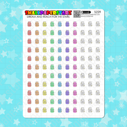 S229 - Medication / Pills / Vitamins Bottle Rainbow Icons Sticker Sheet