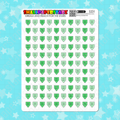 S231 - Pay Day Green Banner Flag Sticker Sheet