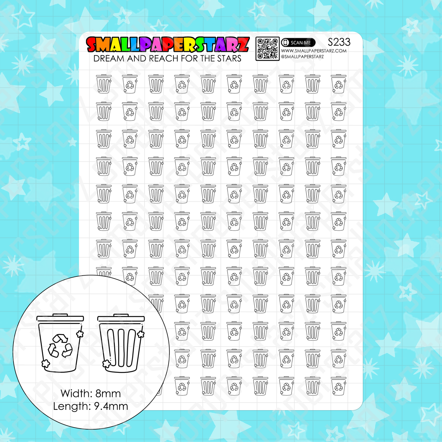 S233 - Garbage Day / Trash Day Icons Sticker Sheet