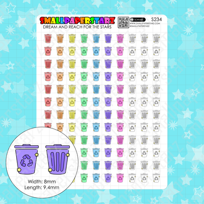 S234 - Garbage Day / Trash Day Rainbow Icons Sticker Sheet