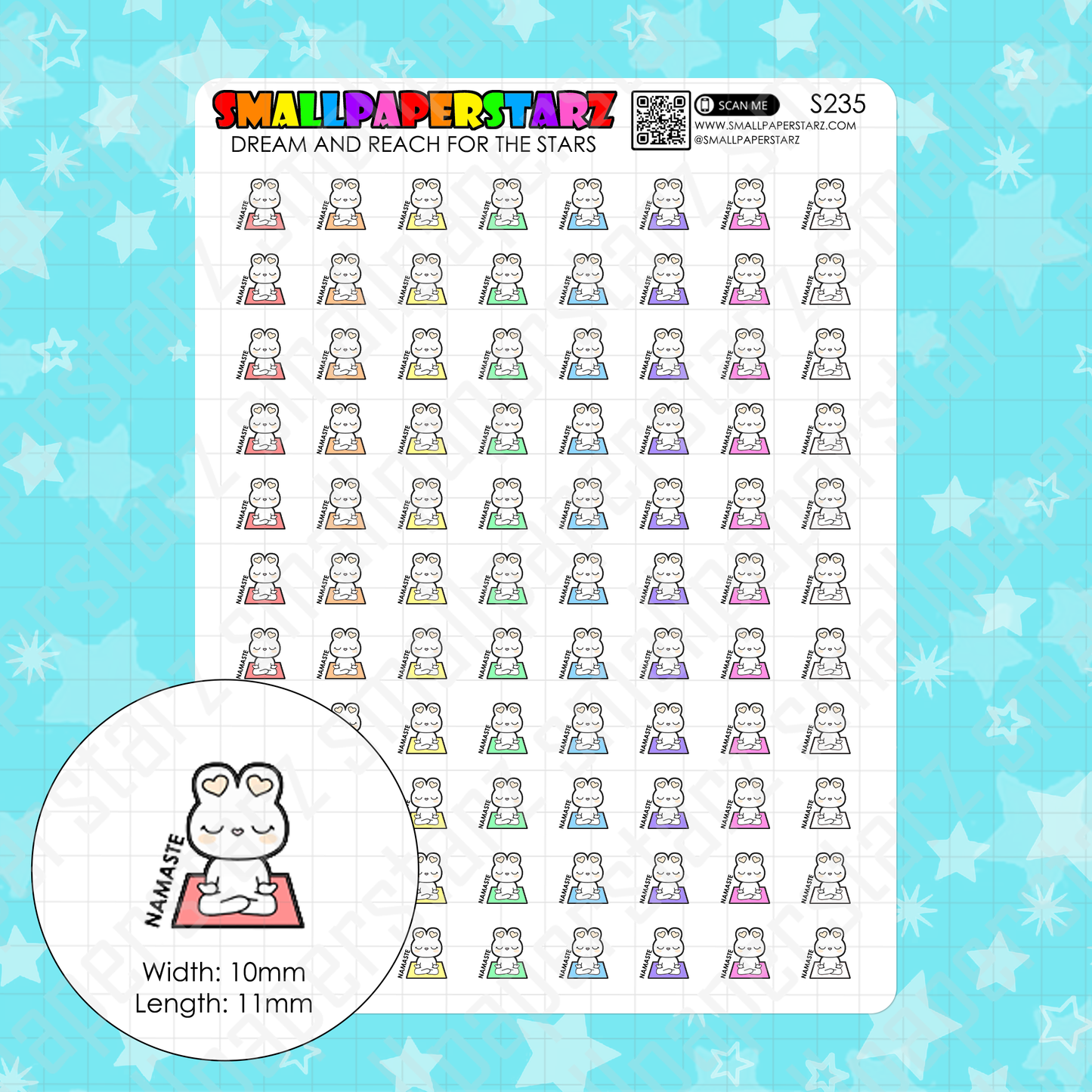 S235 - Namaste / Yoga Exercise Sticker Sheet