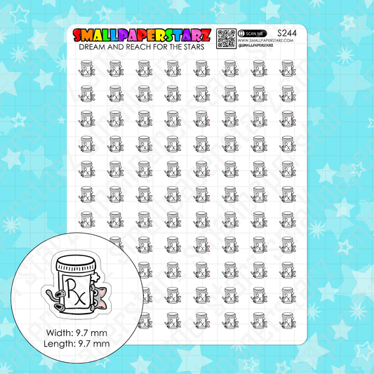 S244 - Cat Pet Medication RX Plain Character Icon Planner Sticker Sheet