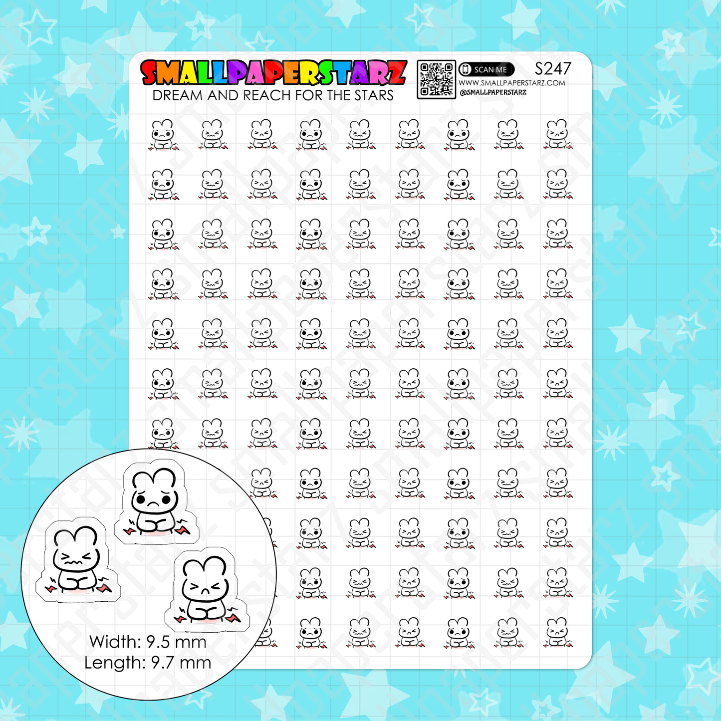 S247 - Stomachache Upset Stomach Tummy Character Planner Sticker Sheet