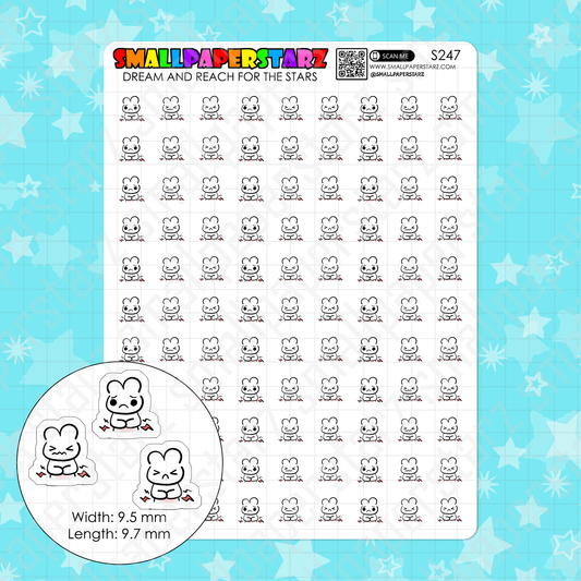 S247 - Stomachache Upset Stomach Tummy Character Planner Sticker Sheet