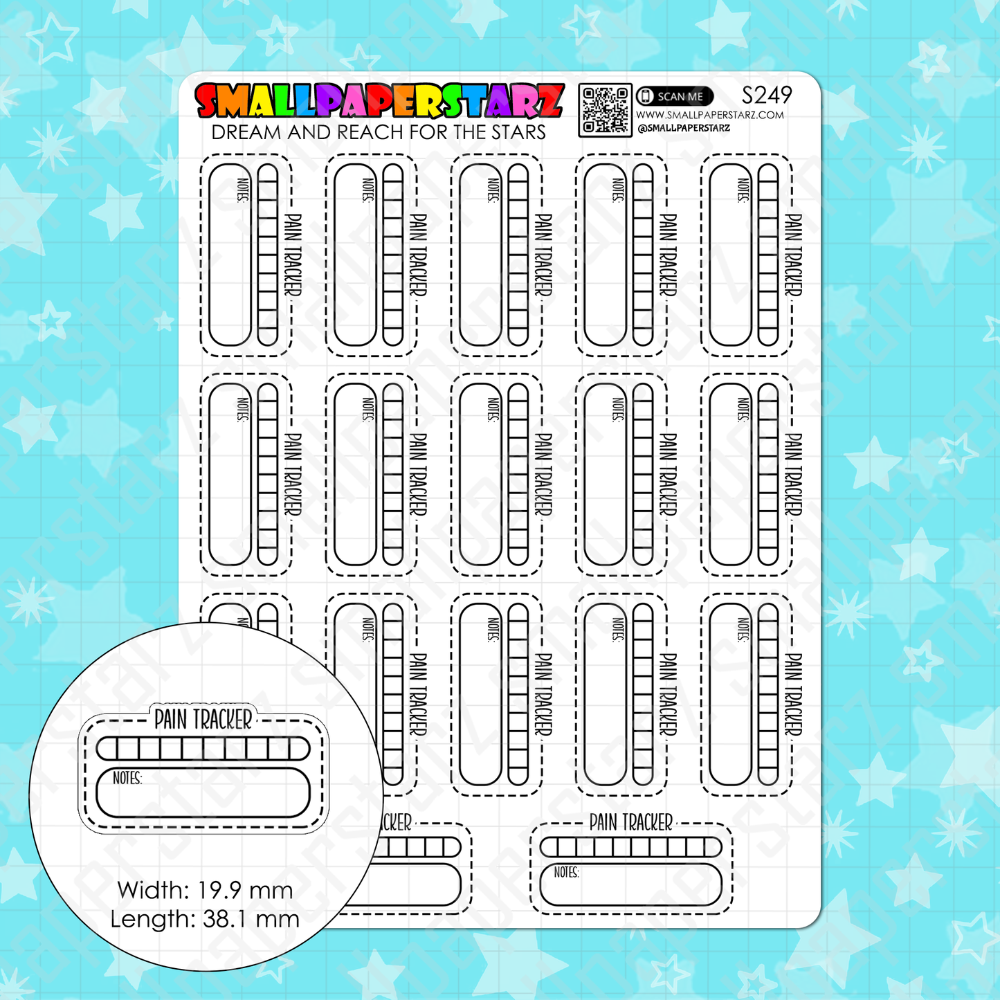 S249 - Pain Tracker Habit Tracking Functional Planner Sticker Sheet