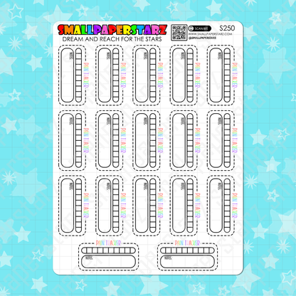 S250 - Pain Tracker Habit Tracking Rainbow Functional Planner Sticker Sheet