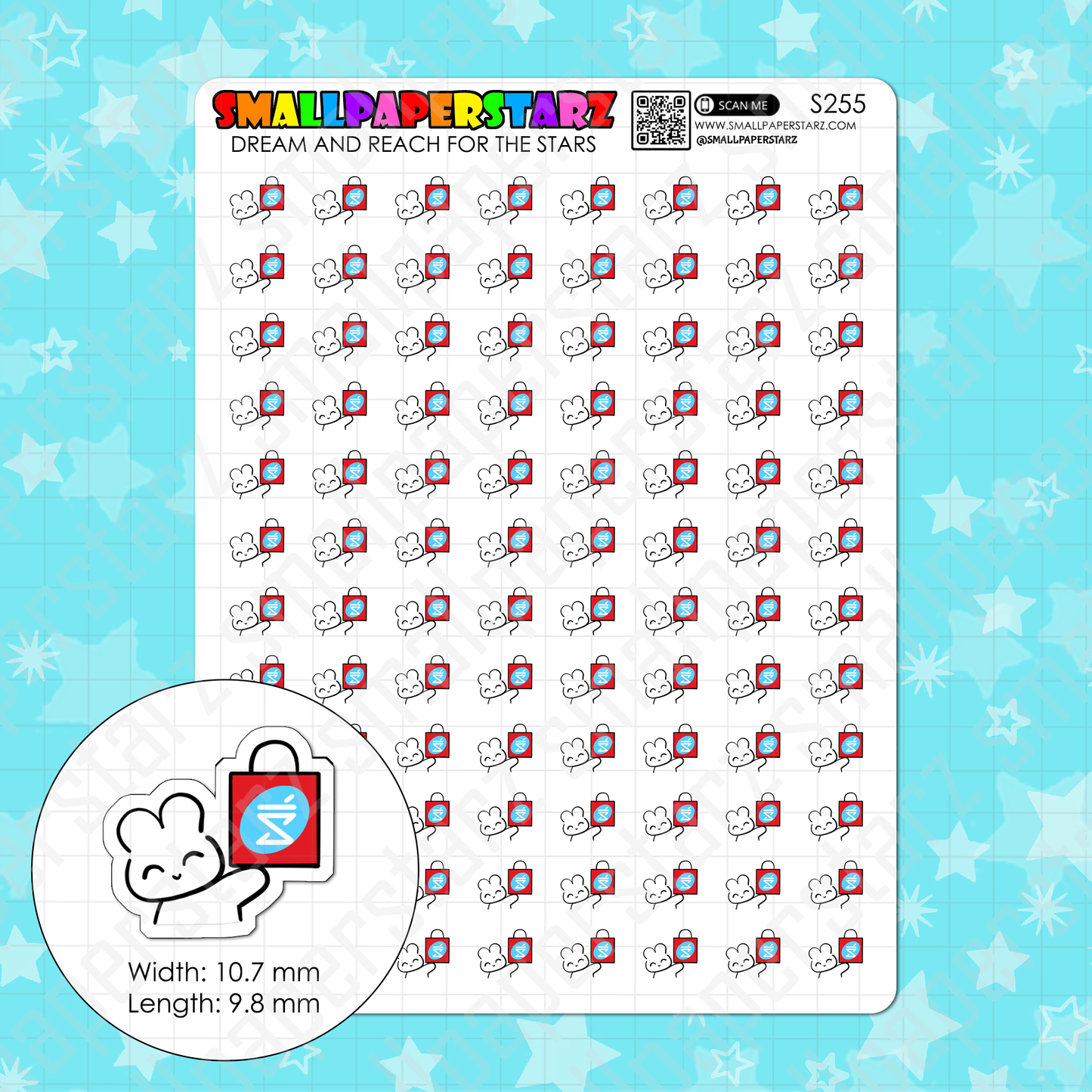 S255 - Shoppers Drug Mart SDM Shopping Character Planner Sticker Sheet