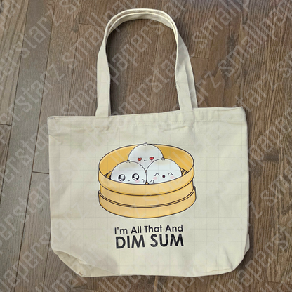T004 - All That And DIM SUM Jumbo Zippered Canvas Tote Bag