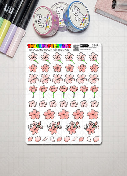 S147 - Cherry Blossoms / Sakura Flower Sticker Sheet