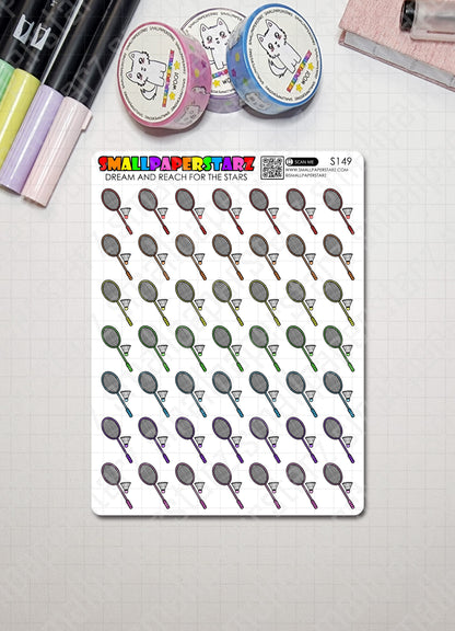 S149 - Badminton Icons Sticker Sheet