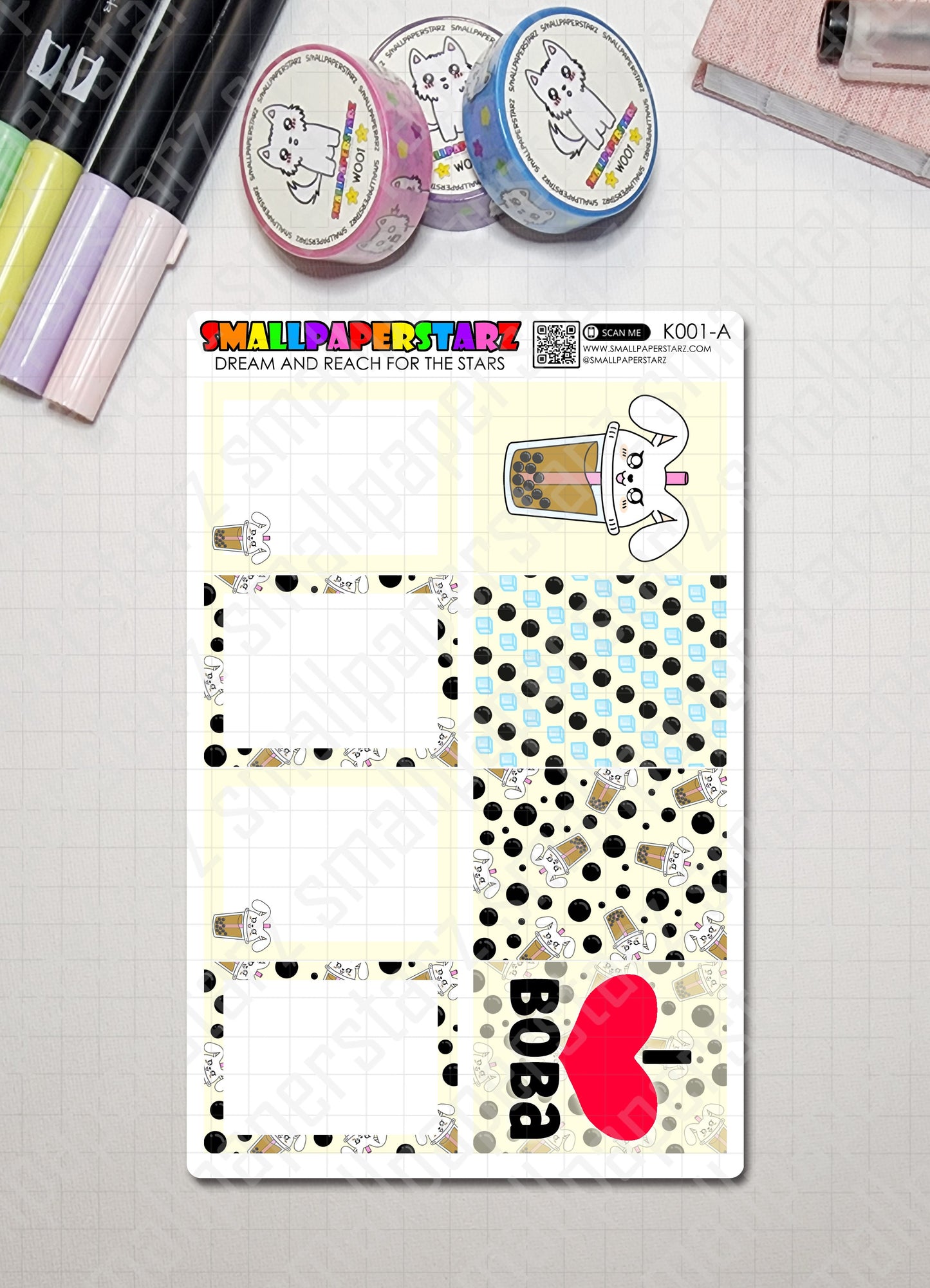 K001 - Lola Bunny Boba Time Vertical Planner Kit Sticker Sheets