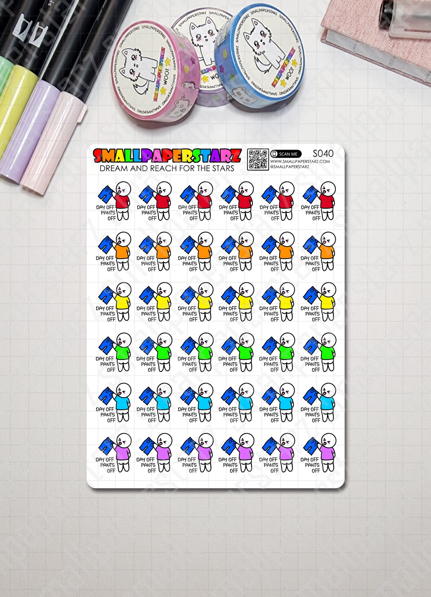 S040 - Day Off, Pants Off! Sticker Sheet