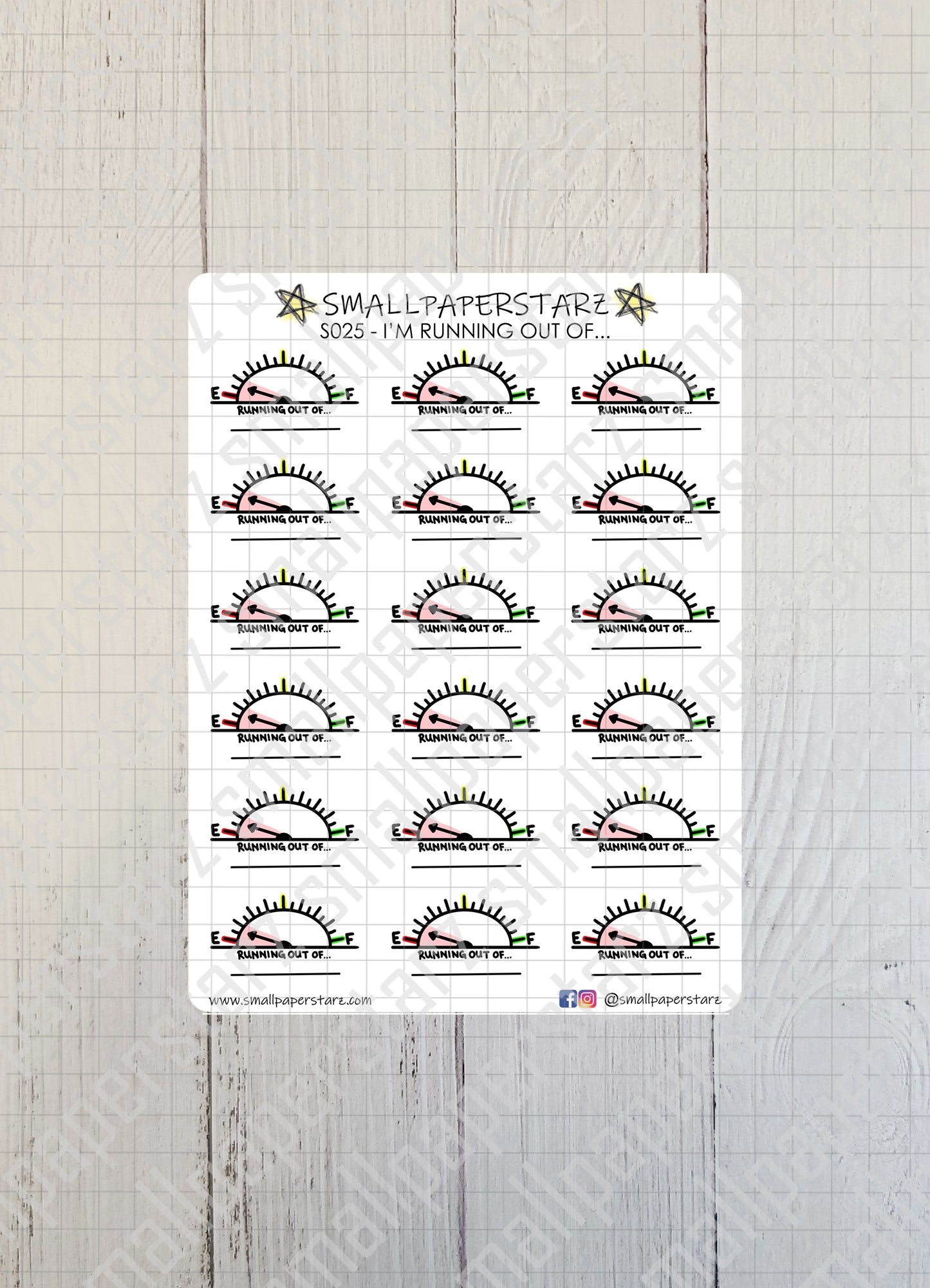 S025 - Running Out Of... Sticker Sheet