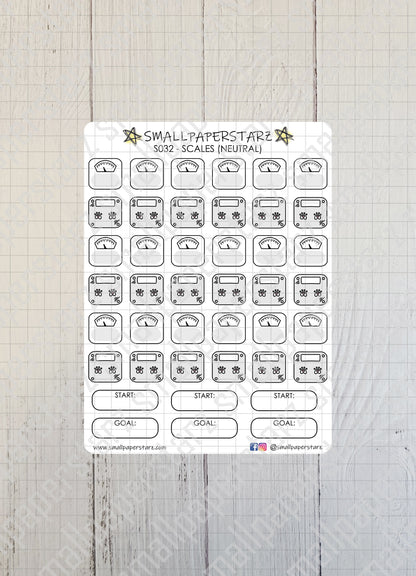 S032 - Scales / Weigh-in (Neutral) Sticker Sheet