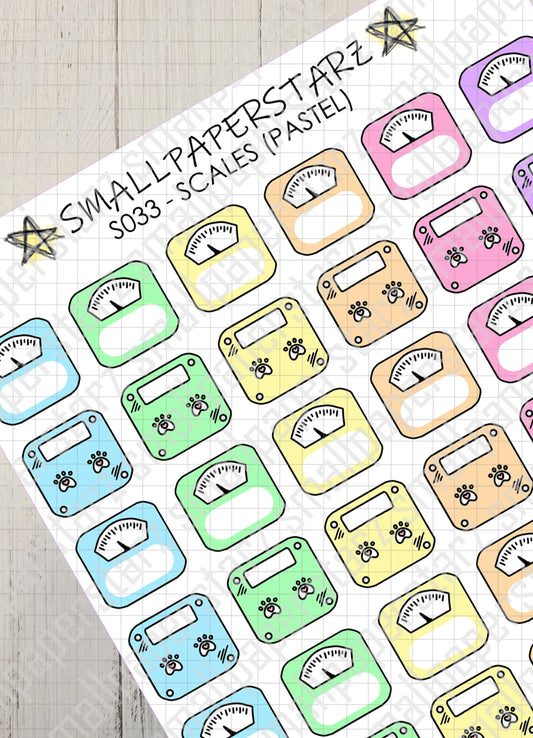 S033 - Scales / Weigh-in (Pastel) Sticker Sheet