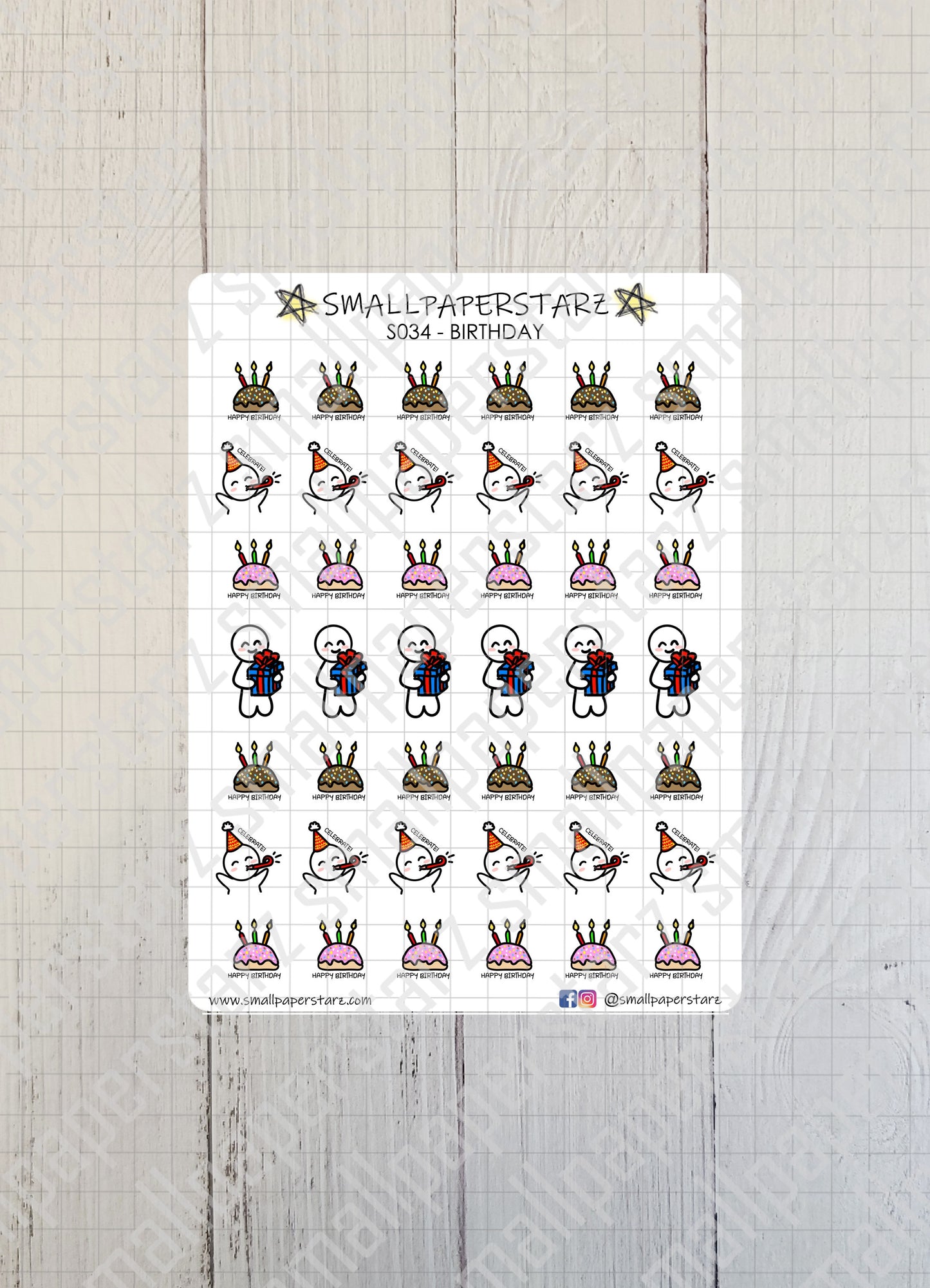 S034 - Birthday Party Sticker Sheet