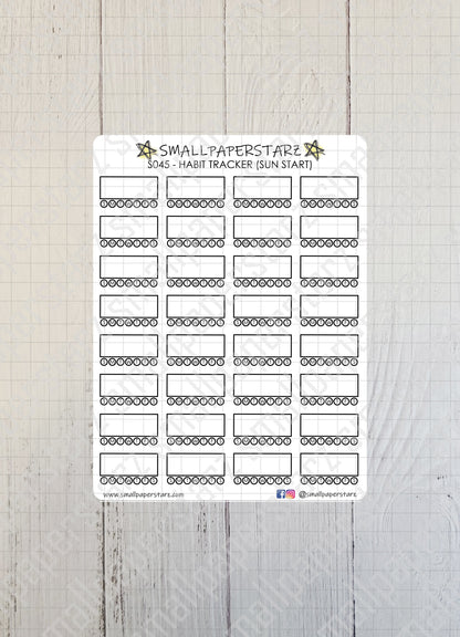 S045 - Habit Tracker (Sunday Start) Sticker Sheet