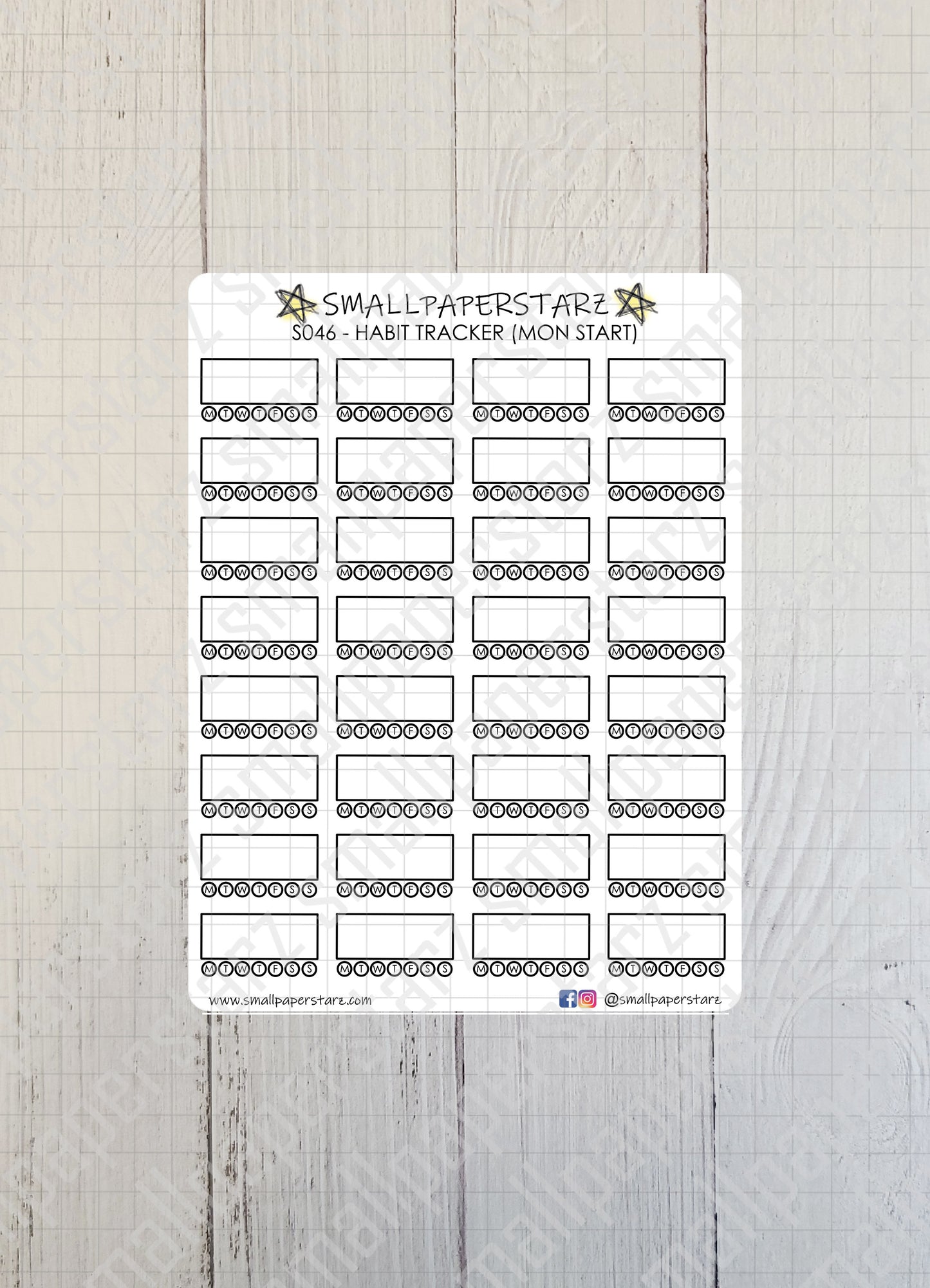 S046 - Habit Tracker (Monday Start) Sticker Sheet