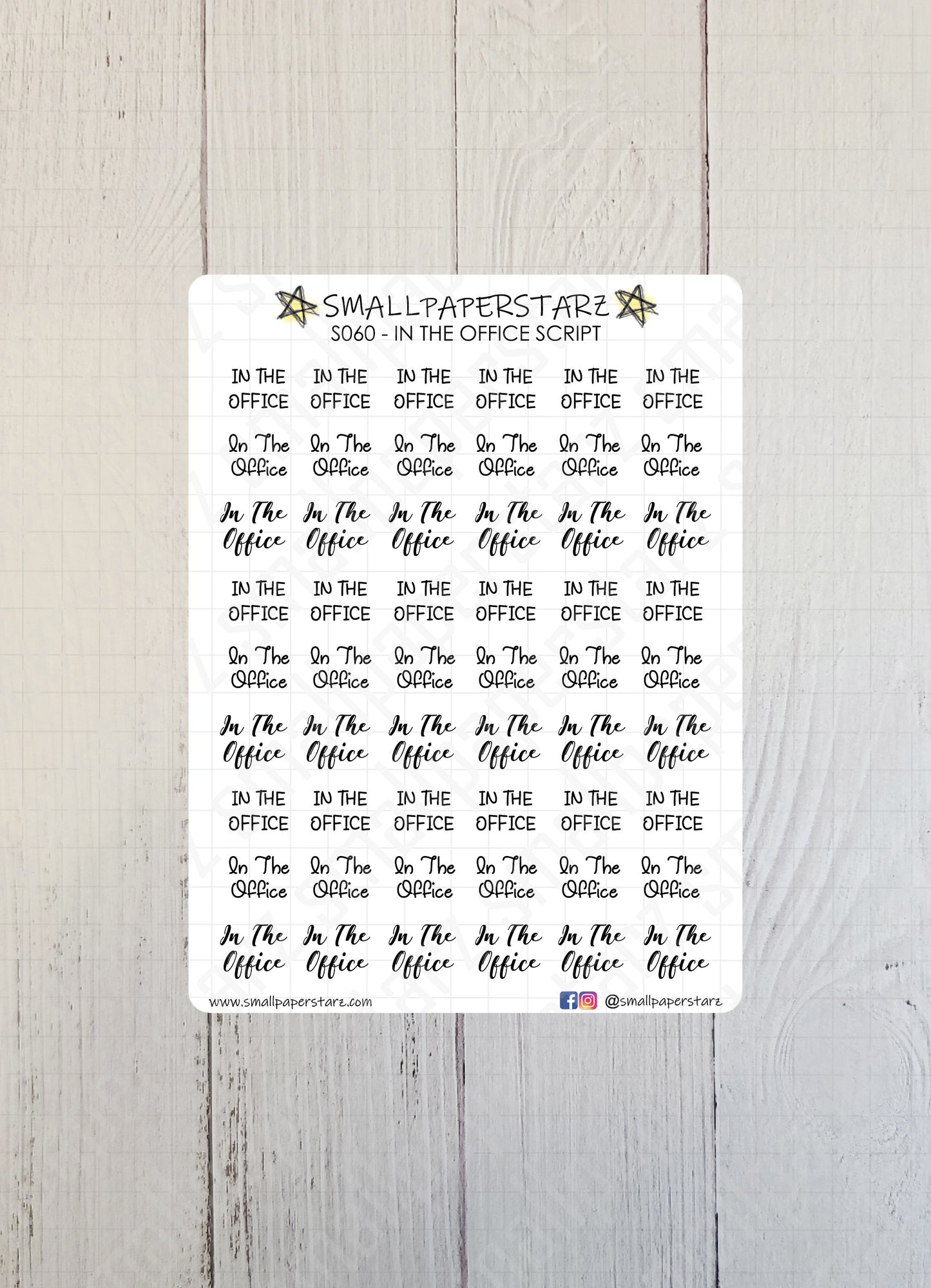 S060 - In The Office Script Sticker Sheet