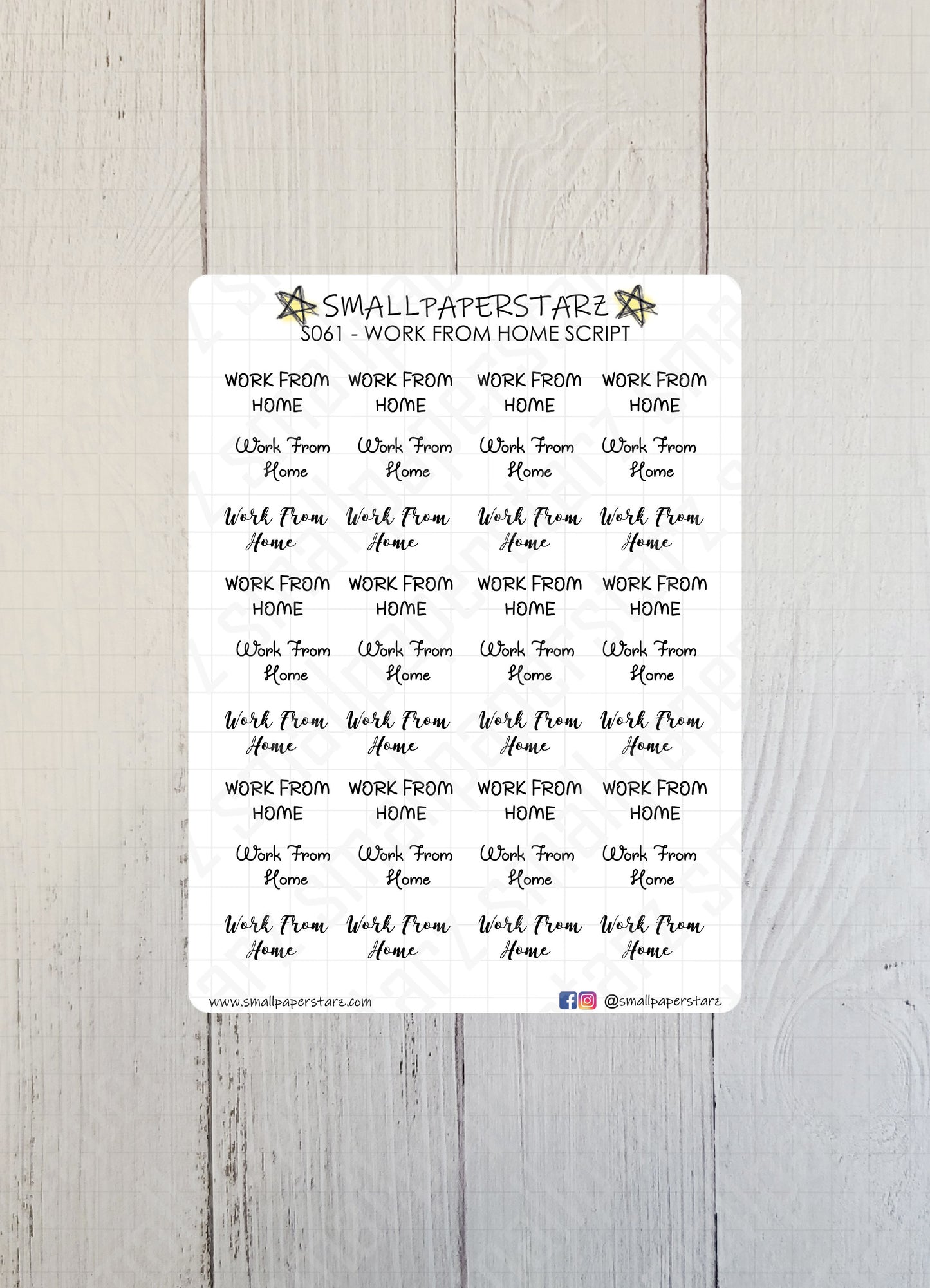 S061 - Working From Home Script Sticker Sheet