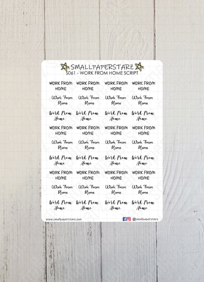 S061 - Working From Home Script Sticker Sheet