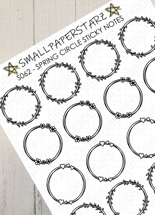 S062 - Spring Circle Sticky Notes Doodle Sticker Sheet