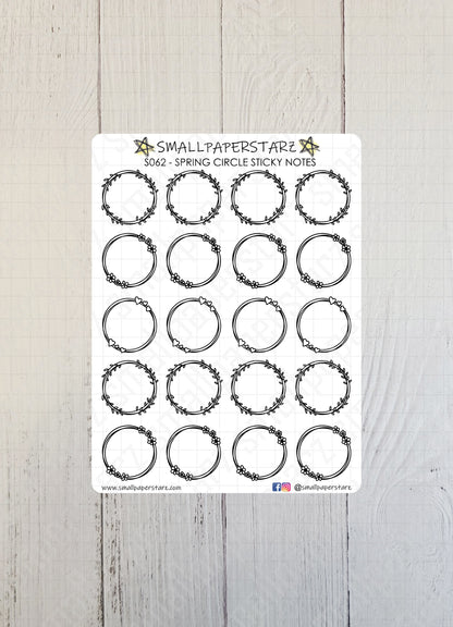 S062 - Spring Circle Sticky Notes Doodle Sticker Sheet