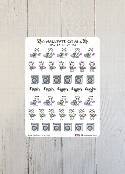 S066 - Lily The Cat Laundry Day Sticker Sheet