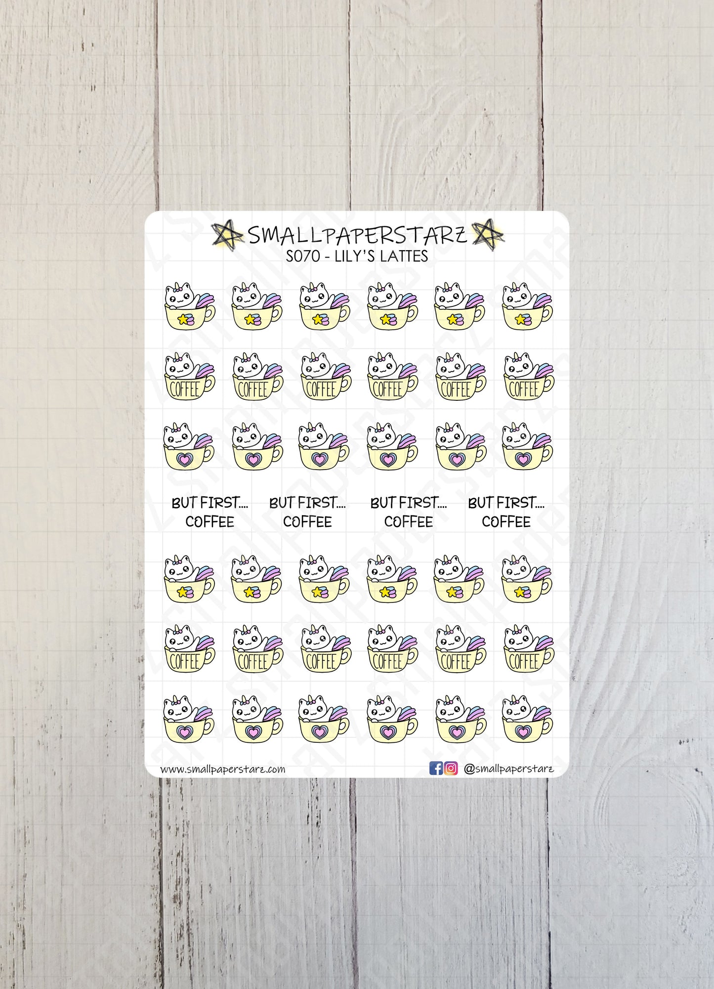 S070 - Lily's Lattes Sticker Sheet