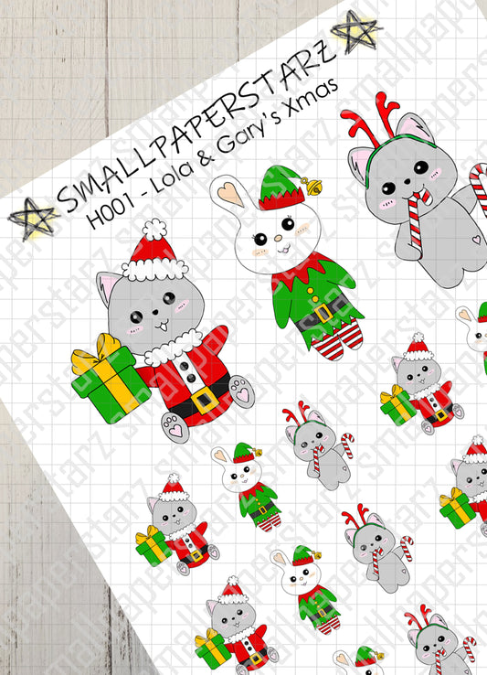 H001 - Lola & Gary's Christmas Holiday Sticker Sheet