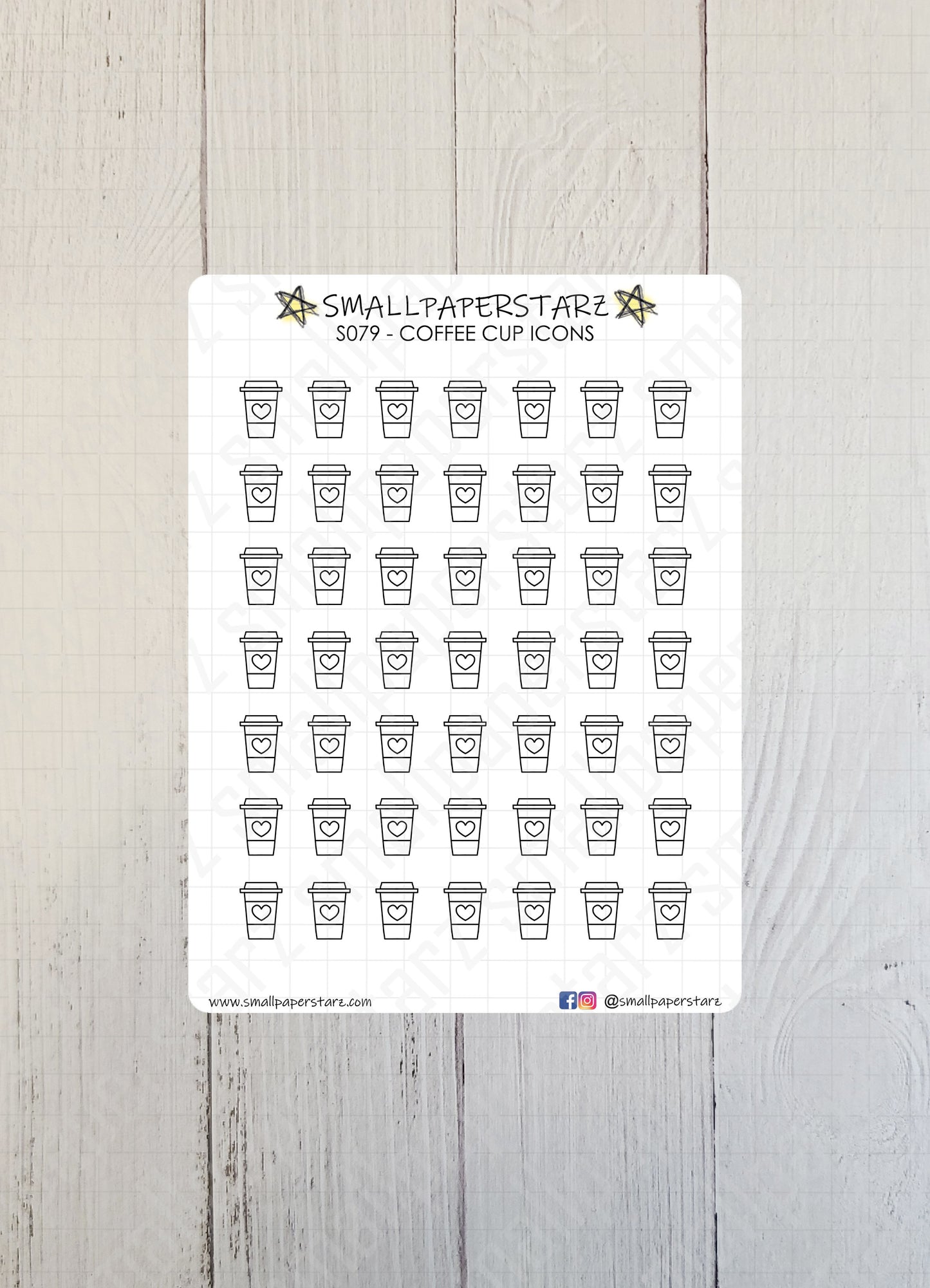 S079 - Coffee Cup Icon Doodles Sticker Sheet
