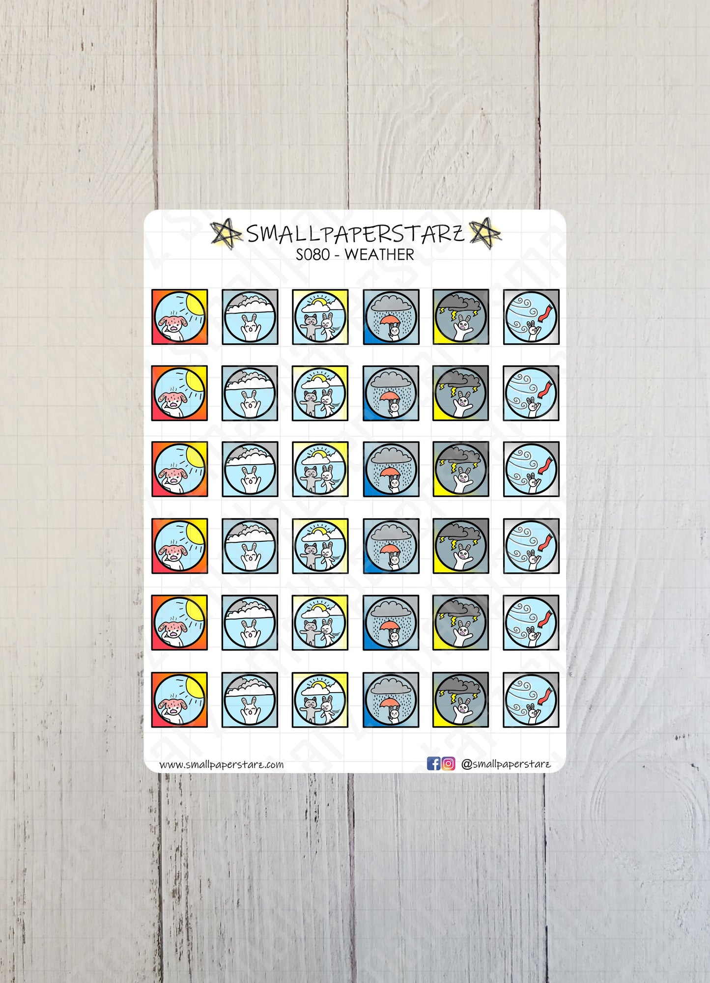 S080 - Lola & Gary Weather Icons Sticker Sheet
