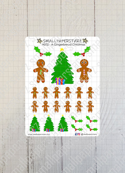 H002 - A Gingerbread Christmas Holiday Sticker Sheet
