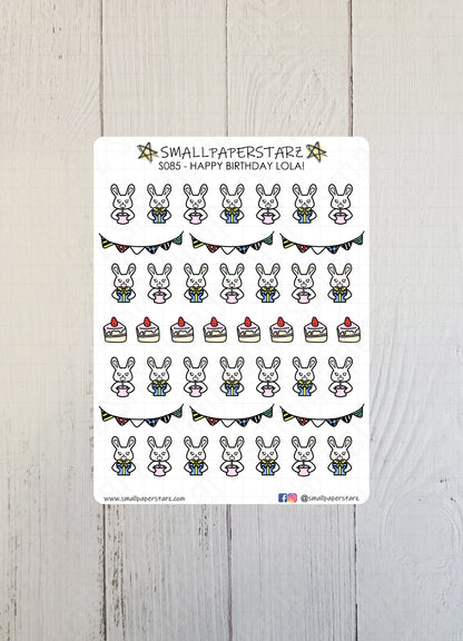 S085 - Happy Birthday Lola! Sticker Sheet