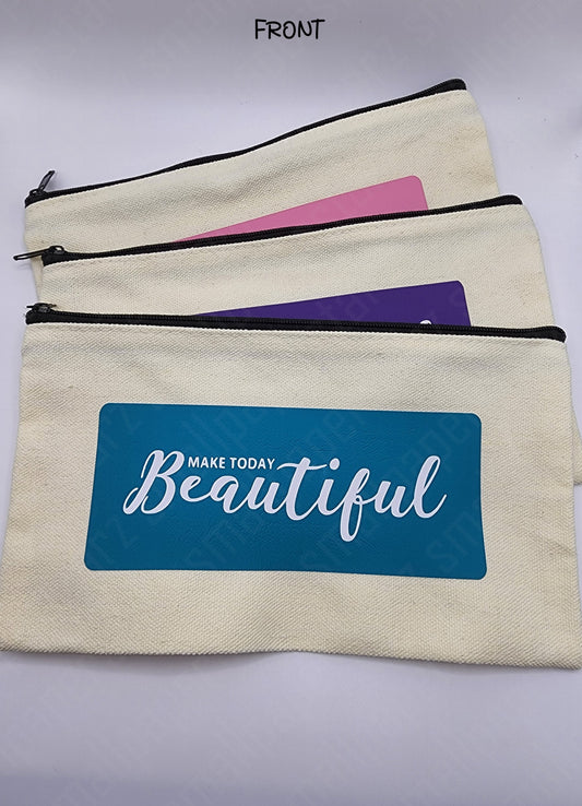 P004 - Make Today Beautiful Pouch Pencil Case Make-up Bag Sticker Storage