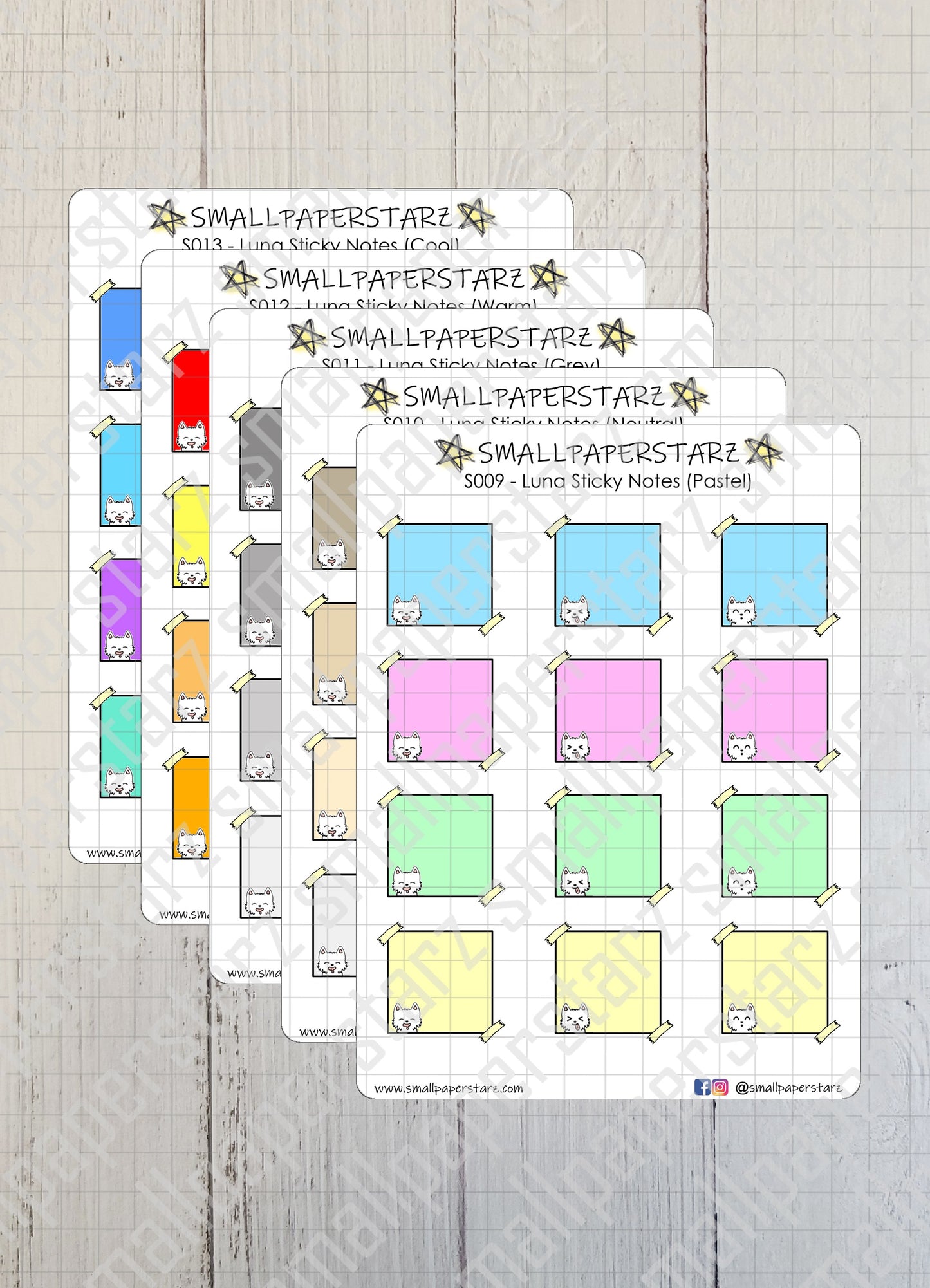 S009-S013 - Luna Sticky Notes Sticker Sheet (Multiple Options)