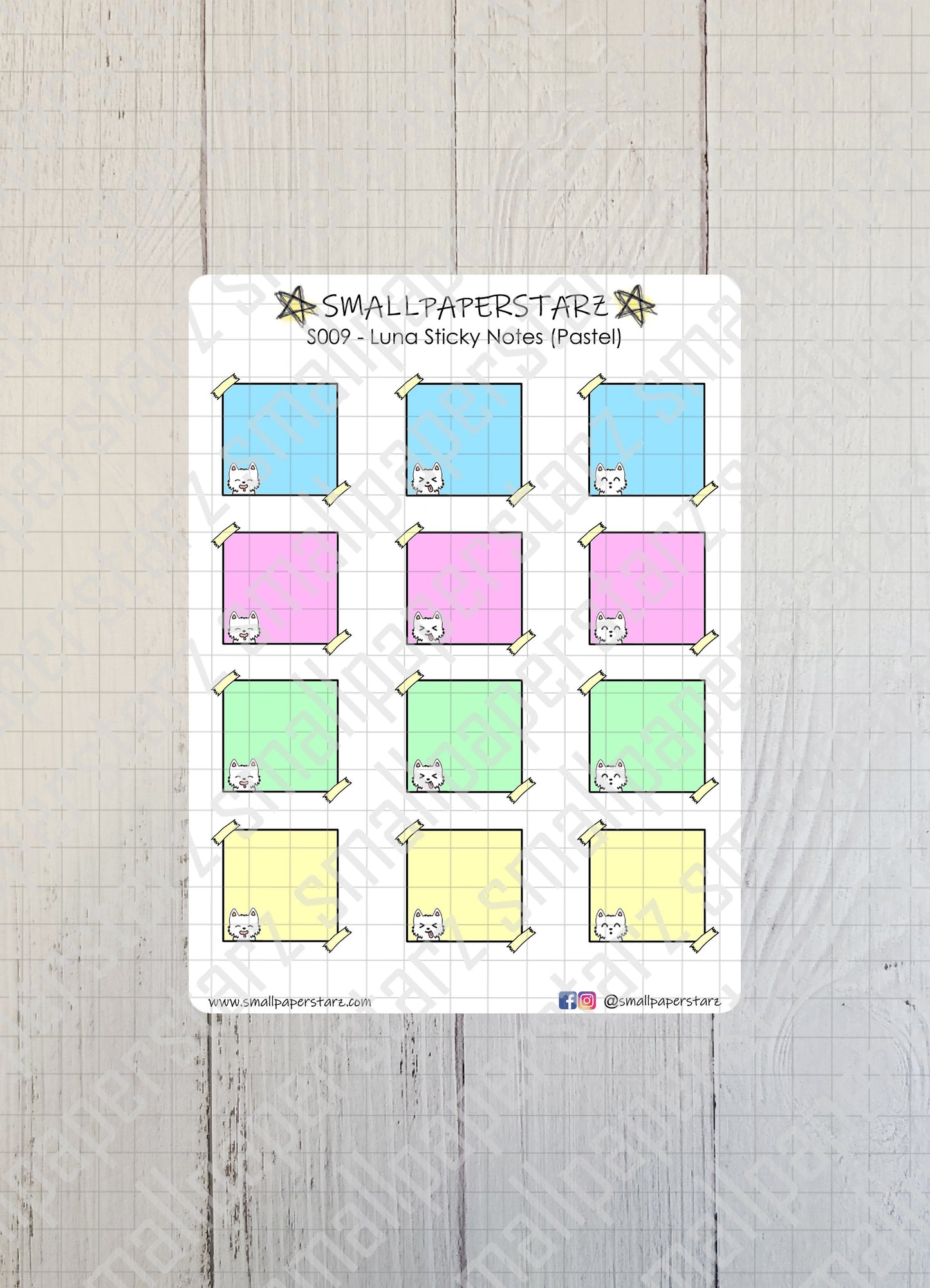 S009-S013 - Luna Sticky Notes Sticker Sheet (Multiple Options)