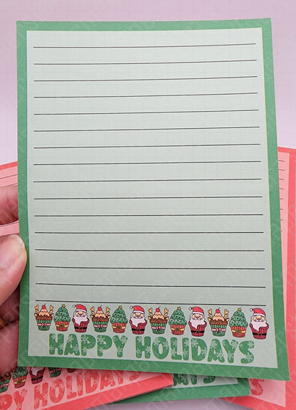 NP017 - Happy Holidays Cupcakes 4.5x6in Memo Notepads Multicoloured