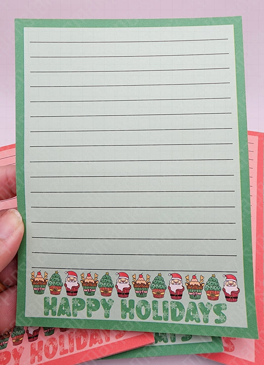 NP017 - Happy Holidays Cupcakes 4.5x6in Memo Notepads Multicoloured