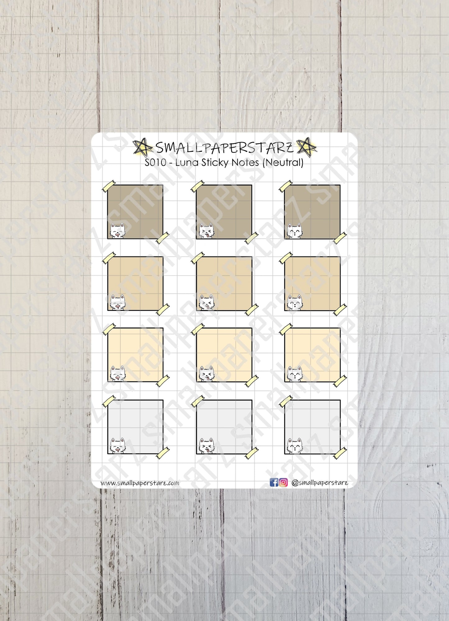 S009-S013 - Luna Sticky Notes Sticker Sheet (Multiple Options)