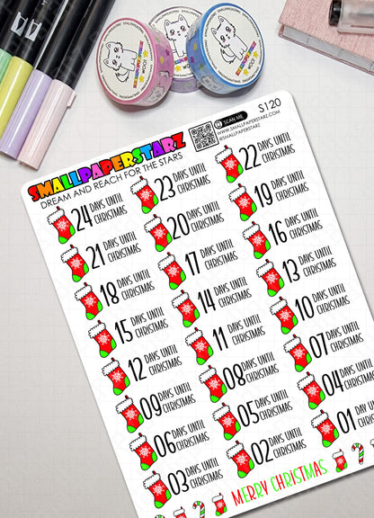 S120 - Christmas Countdown Red Green Sticker Sheet