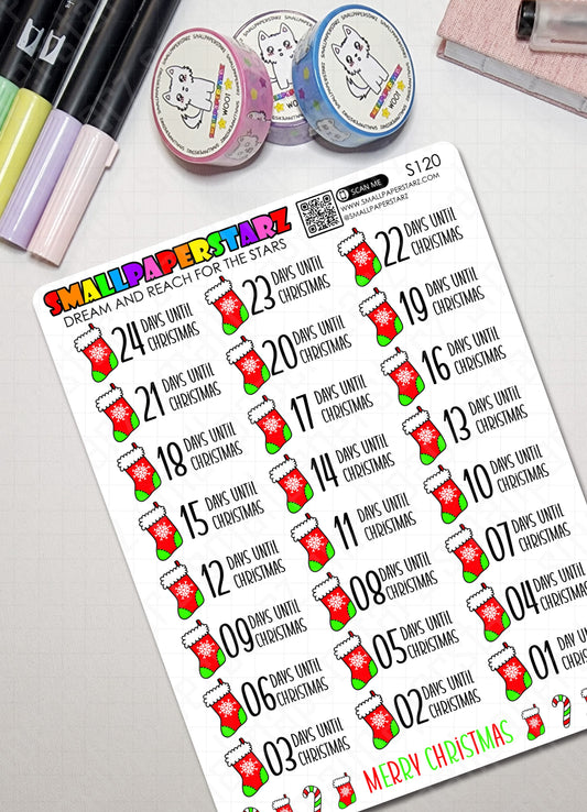 S120 - Christmas Countdown Red Green Sticker Sheet