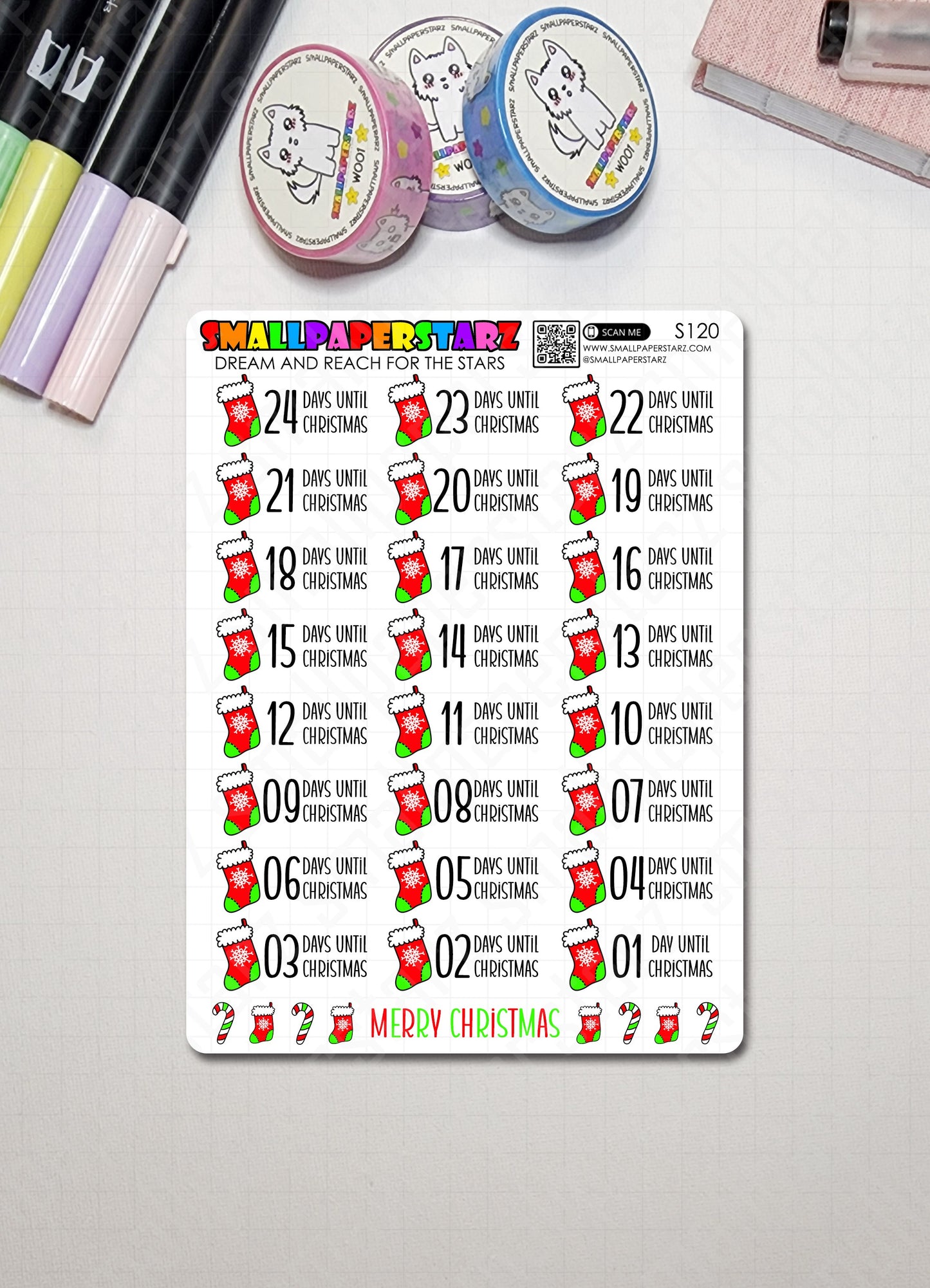 S120 - Christmas Countdown Red Green Sticker Sheet