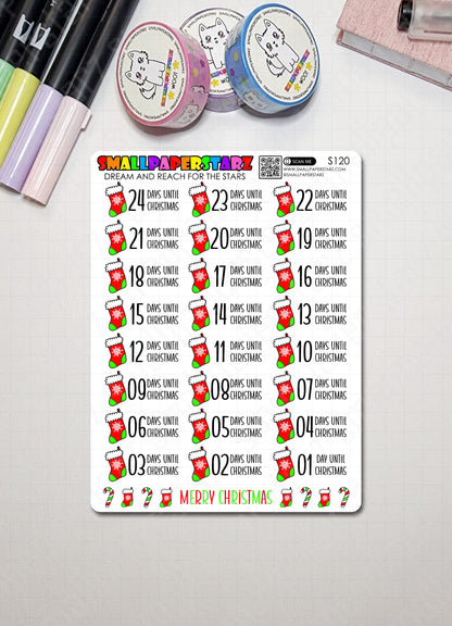 S120 - Christmas Countdown Red Green Sticker Sheet