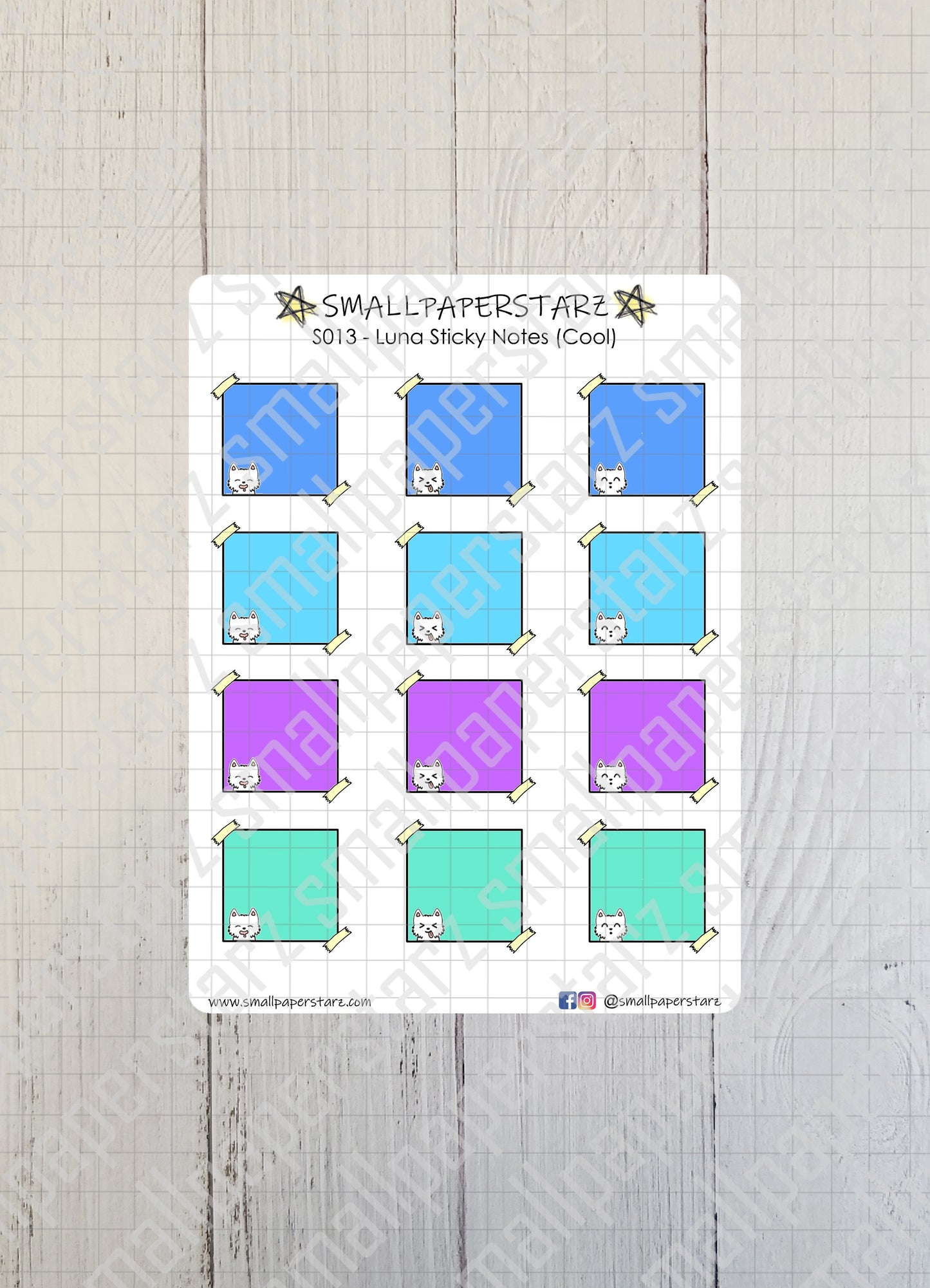 S009-S013 - Luna Sticky Notes Sticker Sheet (Multiple Options)