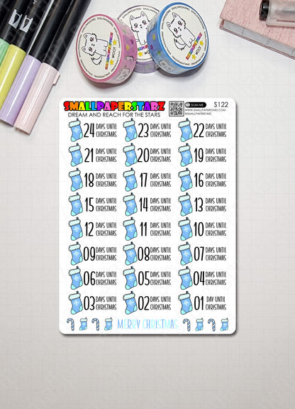 S122 - Christmas Countdown Blue Sticker Sheet