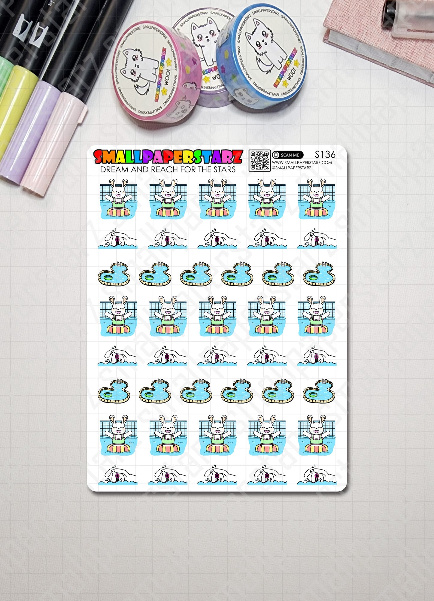 S136 - Lola Swimming Pool Day Sticker Sheet